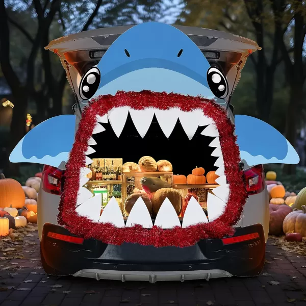 JOYIN Halloween Trunk Or Treat Car Decorations Kit Halloween Decorations Outdoor Indoor Unicorn Car Stickers Haunted House Suv Trunk Archway Car Garage Lawn BalloonsShark
