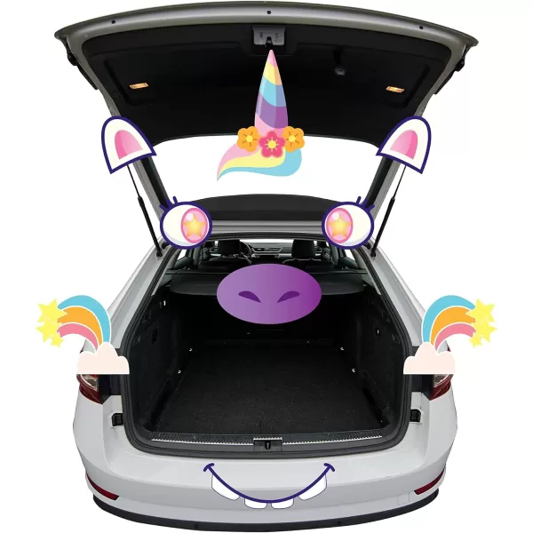 JOYIN Halloween Trunk Or Treat Car Decorations Kit for SUV Car Archway Garage Decoration Eyes Nose Fangs Legs Cat Broom Dot Glue Halloween Decorations Outside