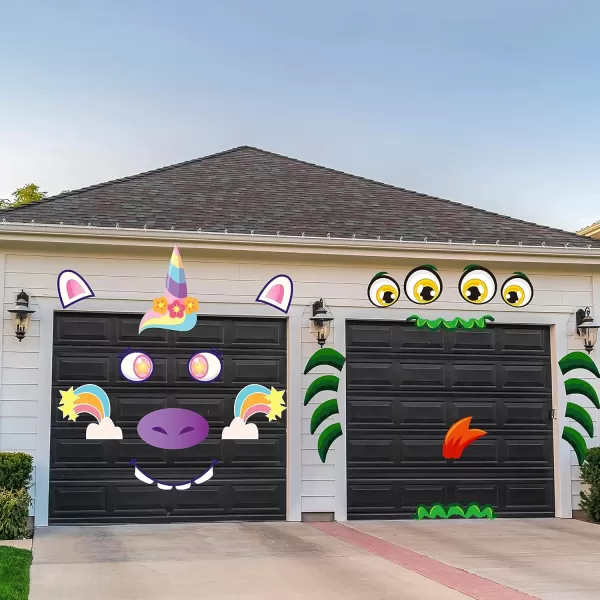 JOYIN Halloween Trunk Or Treat Car Decorations Kit for SUV Car Archway Garage Decoration Eyes Nose Fangs Legs Cat Broom Dot Glue Halloween Decorations Outside