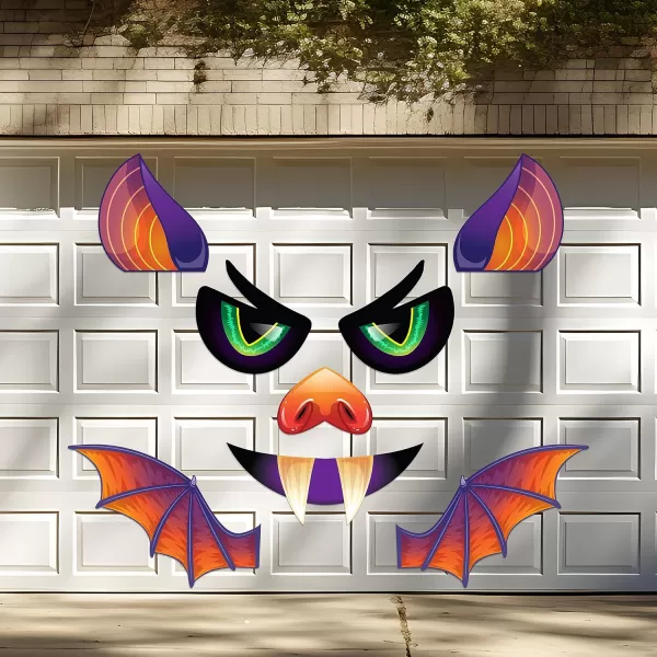 JOYIN Halloween Trunk or Treat Car Decorations Kit with Bat Design Car Archway Garage Decoration with Horns Mouth Eyes Wings and BalloonsBat