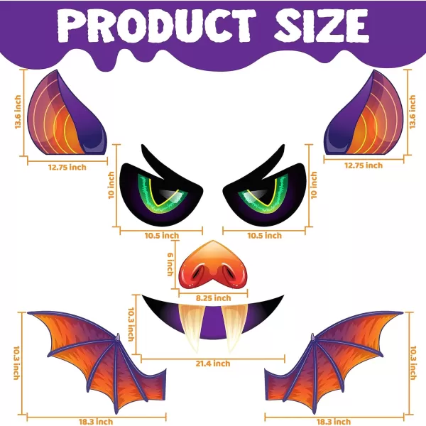 JOYIN Halloween Trunk or Treat Car Decorations Kit with Bat Design Car Archway Garage Decoration with Horns Mouth Eyes Wings and BalloonsBat