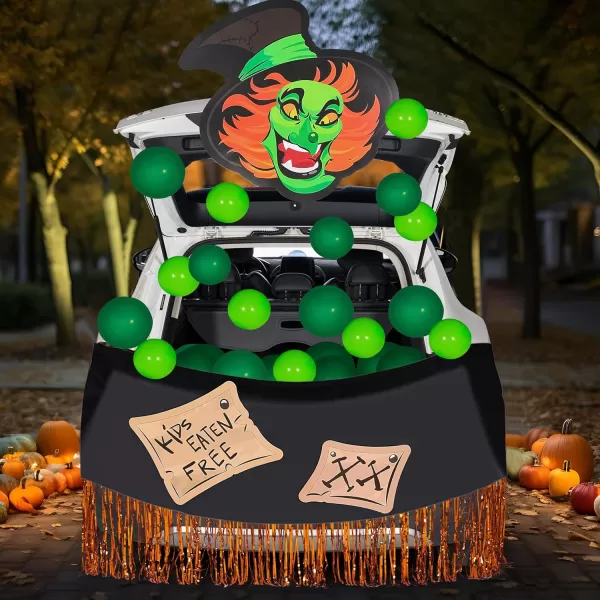 JOYIN Halloween UFO Aliens Trunk Or Treat Car Decorations Kit for SUV Halloween Decorations Outdoor Indoor Decor Planets Haunted House Trunk Archway Car Garage Lawn Balloons Streamer Tinsels StripsWitch