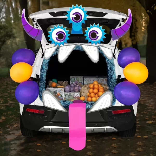 JOYIN Trunk Or Treat Car Decorations Kit Halloween Decorations Outdoor Indoor Frankenstein Car Stickers Haunted House SUV Trunk Archway Car Garage Lawn BalloonsMonster