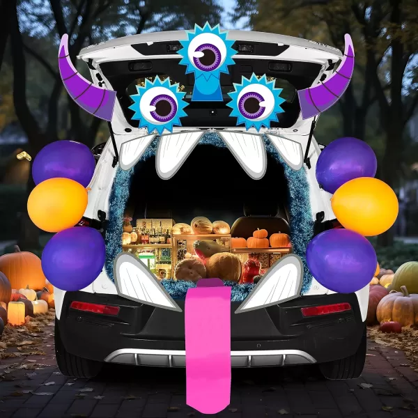 JOYIN Trunk Or Treat Car Decorations Kit Halloween Decorations Outdoor Indoor Frankenstein Car Stickers Haunted House SUV Trunk Archway Car Garage Lawn BalloonsMonster
