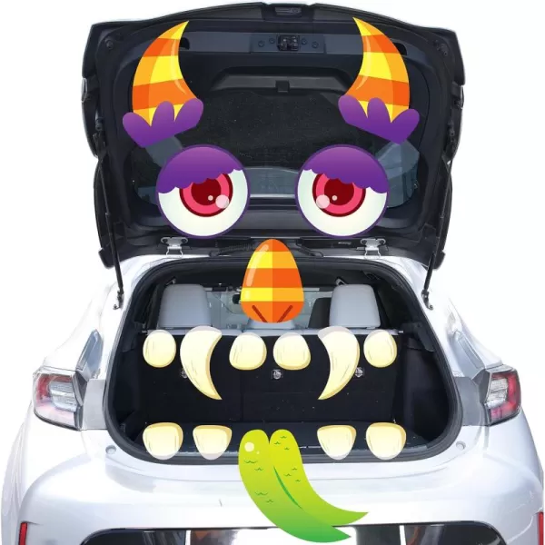 JOYIN Halloween Monster Trunk or Treat Car Archway Garage Decoration with Forehead Huge Eyes Ears Hands Bolt Nostrils Fangs and Dot Glue