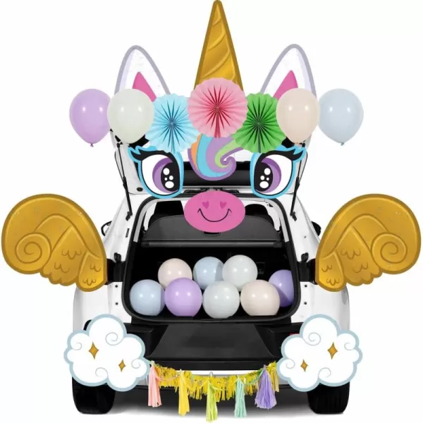 JOYIN Halloween Trunk Or Treat Car Decorations Kit Halloween Decorations Outdoor Indoor Unicorn Car Stickers Haunted House Suv Trunk Archway Car Garage Lawn BalloonsUnicorn