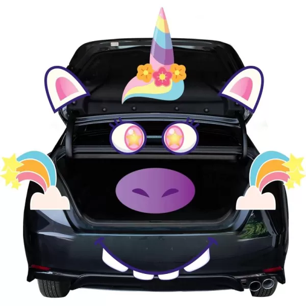 JOYIN Halloween Trunk Or Treat Car Decorations Kit for SUV Car Archway Garage Decoration Eyes Nose Fangs Legs Cat Broom Dot Glue Halloween Decorations Outside