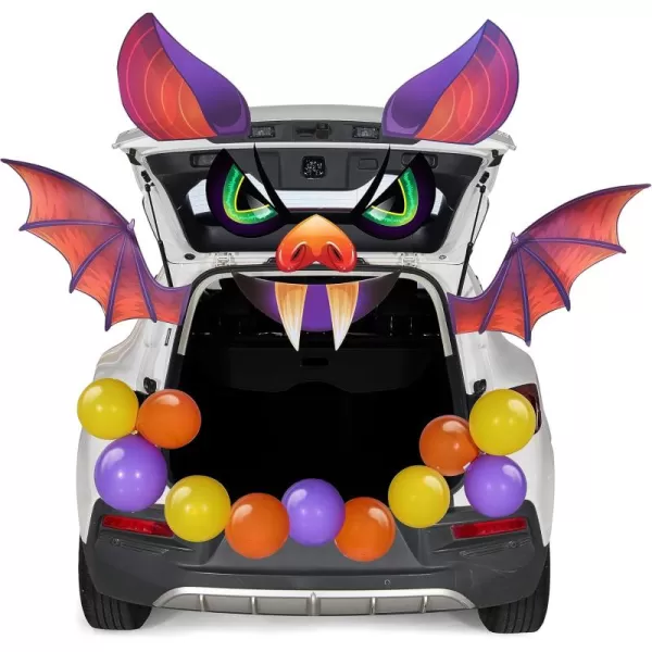 JOYIN Halloween Trunk or Treat Car Decorations Kit with Bat Design Car Archway Garage Decoration with Horns Mouth Eyes Wings and BalloonsBat