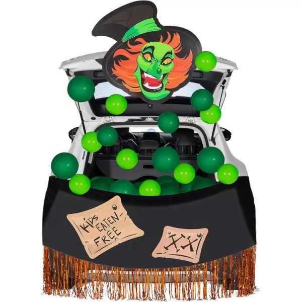JOYIN Halloween UFO Aliens Trunk Or Treat Car Decorations Kit for SUV Halloween Decorations Outdoor Indoor Decor Planets Haunted House Trunk Archway Car Garage Lawn Balloons Streamer Tinsels StripsWitch