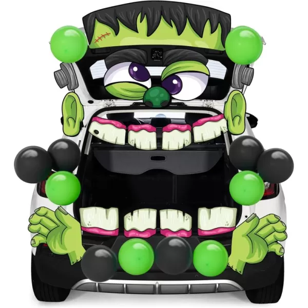 JOYIN Trunk Or Treat Car Decorations Kit Halloween Decorations Outdoor Indoor Frankenstein Car Stickers Haunted House SUV Trunk Archway Car Garage Lawn BalloonsFrankenstein