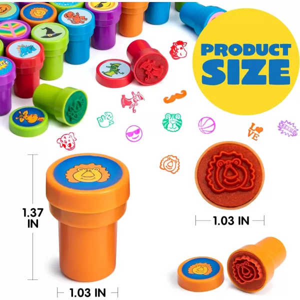 imageJOYIN 100PCS Assorted Stamps for Kids SelfInk Stamps for Party Favor Teacher Stamps Kids Treasure Box Prize for Classroom Easter Egg Stuffers 50 Designs Dinosaur Halloween Stampers
