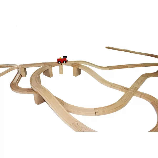 imageJOYIN 62 Pieces Wooden Train Track Set Including 1 Thomas Magnetic Toy Train Wooden Railway Set Compatible with Versatile Brands Birthday Holiday Party Favor Gifts for Boys Girls 38 Years Old