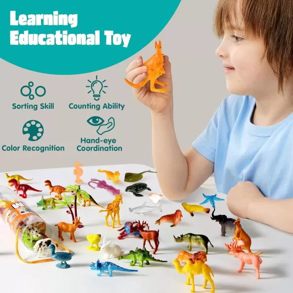 imageJOYIN 69Pcs Small Animal Figures Assorted Mini Plastic Animal Toy Ocean Zoo Farm Dinosaur Insect Realistic Tiny Little Animals for Sensory Bin Christmas Birthday Gifts Toddler 3 Kid 35