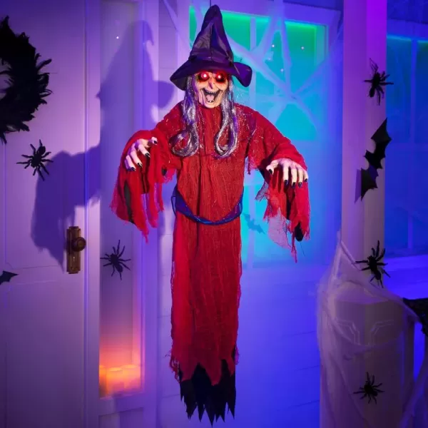 imageJOYIN 52quot Scary Hanging Witch Decor Halloween Decorations Outdoor Talking Flying Witch Sound Activated Party Supplies Haunted House Gard Yard Lawn Patio Porch Door Decor