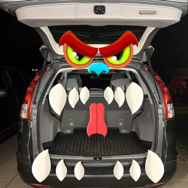 imageJOYIN Halloween Monster Trunk or Treat Car Archway Garage Decoration with Eyes Fangs Nostrils and Double Side Stickers