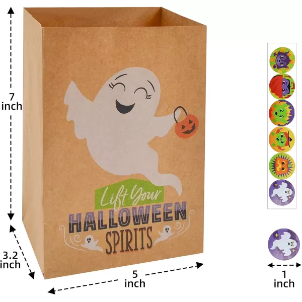 imageJOYIN 24 PCS Halloween Kraft Paper Treat Bags with Character Designs Halloween Candy Bag with Kraft Paper Bag ampamp Sticker Halloween Candy Gift Bags for Party Favor Party Supplies