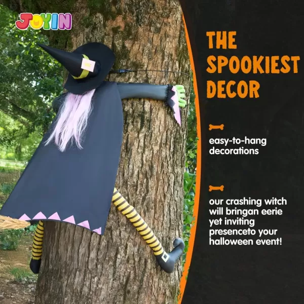 imageJOYIN 60 Halloween Crashing Witch Decorations Outdoor with Pink Hair Halloween Crashing Witch Into Tree Decoration for Indoor Outdoor Haunted House Prop Tree Patio Porch Party DecorPink Hair
