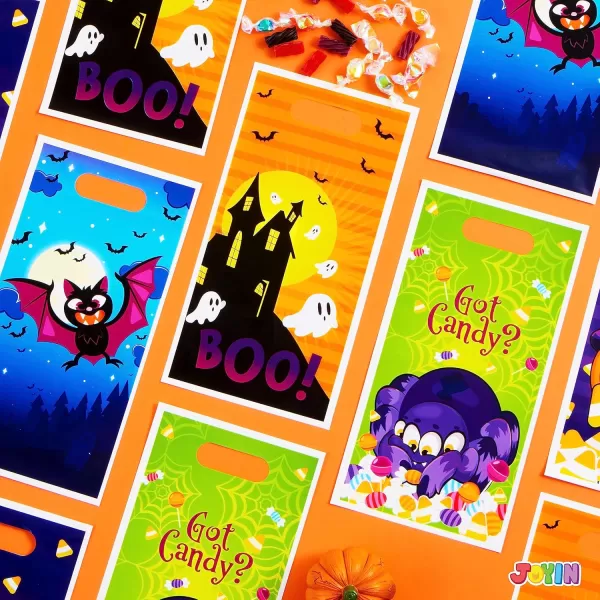 imageJOYIN 72 Pieces Halloween Trick Or Treat Bags in 4 Designs for TrickorTreating Halloween Party Favors Event Party Supplies Halloween Goodie Candy Bags