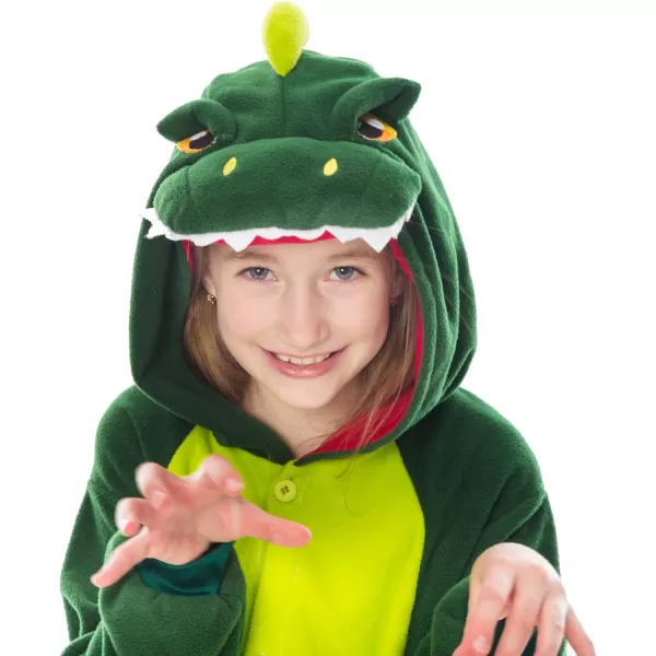 imageSpooktacular Creations Halloween Child Dinosaur Jumpsuit Pajama Plush Dinosaur Costume Cosplay Kids Halloween Costume PartyGreen