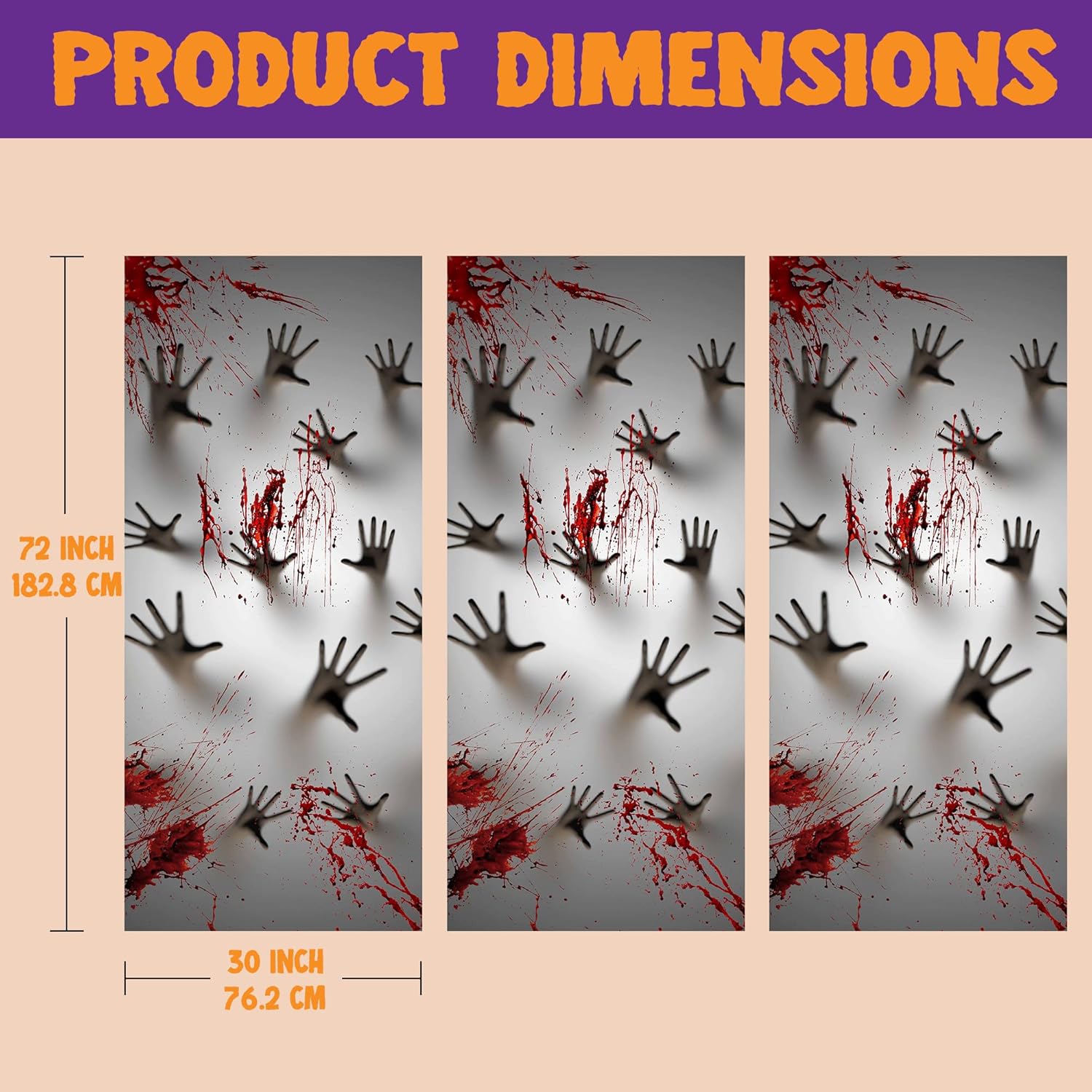 imageJOYIN 3 Pcs 30x72 Door Cover Covers Halloween Decorations Indoor Door Home Decor Haunted House Halloween Stickers Party Supplies Favors Garage Door Window Wall Cover Scary SkeletonZombie Hands