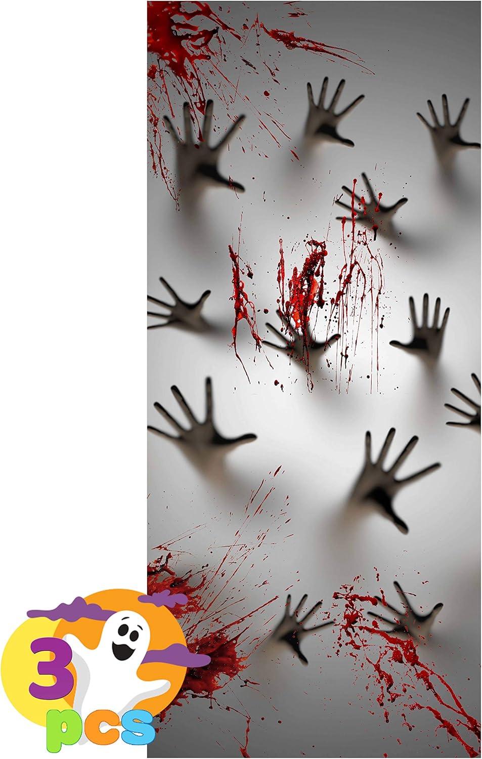 imageJOYIN 3 Pcs 30x72 Door Cover Covers Halloween Decorations Indoor Door Home Decor Haunted House Halloween Stickers Party Supplies Favors Garage Door Window Wall Cover Scary SkeletonZombie Hands