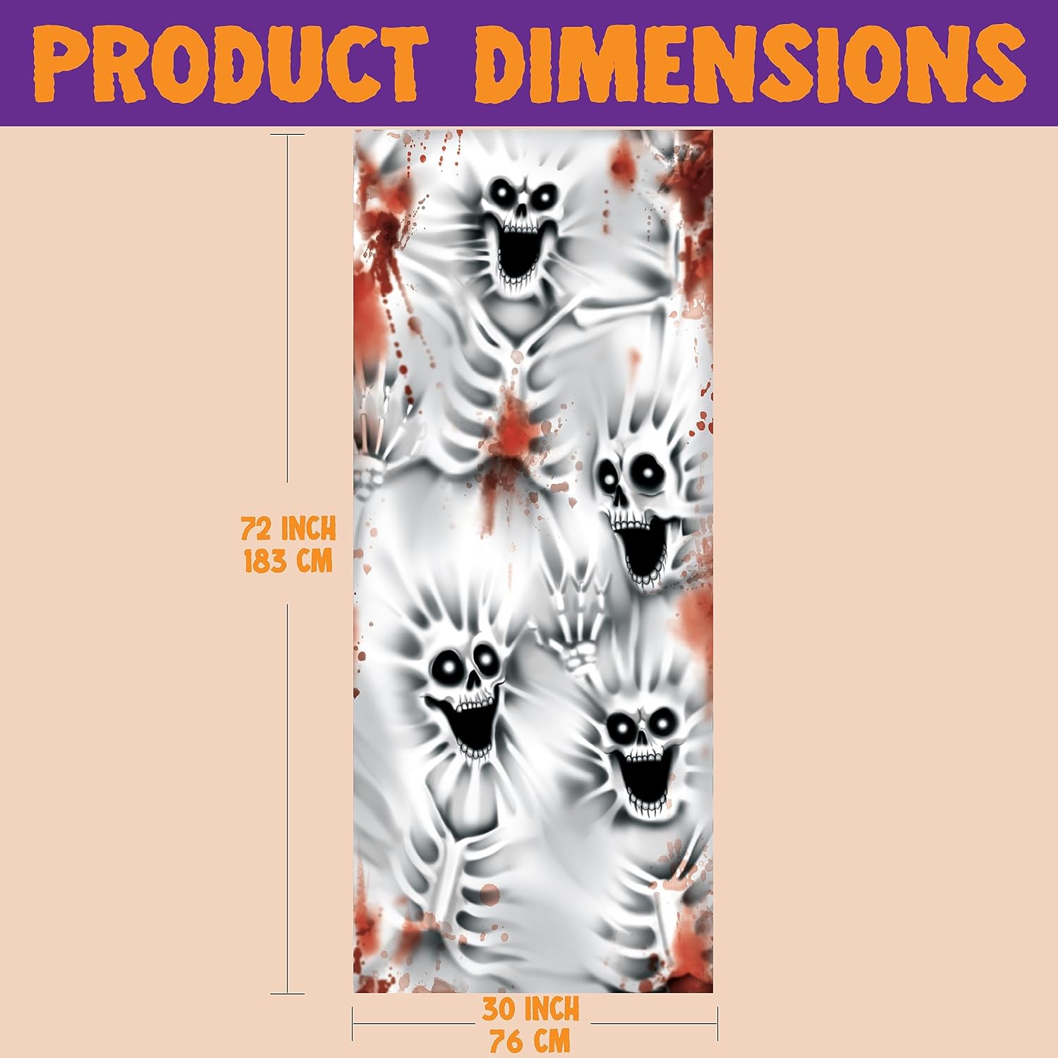 imageJOYIN 3 Pcs 30x72 Door Cover Covers Halloween Decorations Indoor Door Home Decor Haunted House Halloween Stickers Party Supplies Favors Garage Door Window Wall Cover Scary SkeletonScary Skeleton