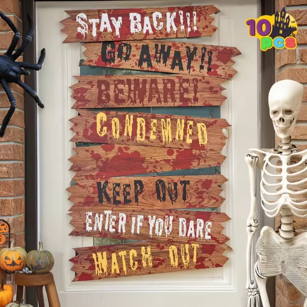 imageJOYIN 10 Pcs Haunted Window Boards Halloween Decorations Outdoor Indoor Decor Halloween Yard Signs Scary Window Decorations Warning Signs Fake Blood Haunted House Horror