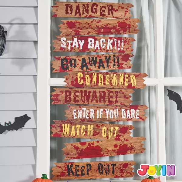 imageJOYIN 10 Pcs Haunted Window Boards Halloween Decorations Outdoor Indoor Decor Halloween Yard Signs Scary Window Decorations Warning Signs Fake Blood Haunted House Horror