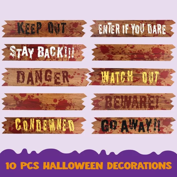 imageJOYIN 10 Pcs Haunted Window Boards Halloween Decorations Outdoor Indoor Decor Halloween Yard Signs Scary Window Decorations Warning Signs Fake Blood Haunted House Horror