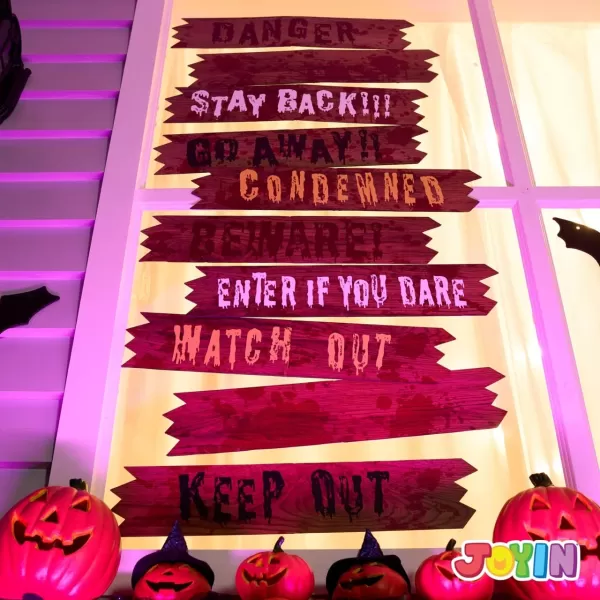 imageJOYIN 10 Pcs Haunted Window Boards Halloween Decorations Outdoor Indoor Decor Halloween Yard Signs Scary Window Decorations Warning Signs Fake Blood Haunted House Horror
