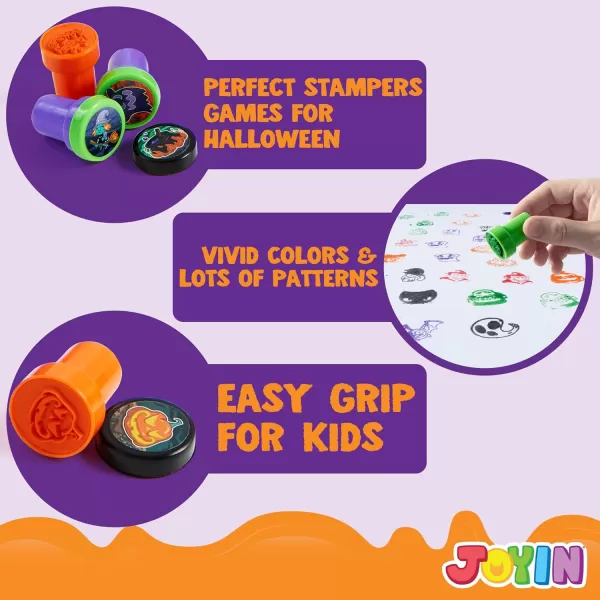 imageJOYIN 100 PCS Halloween Stamps for Kids Gift 25 Designs Assorted SelfInk Stamps Trick or Treat Party Favors Supplies Stampers Goodie Bag Stuffers School Carnival Game Prizes