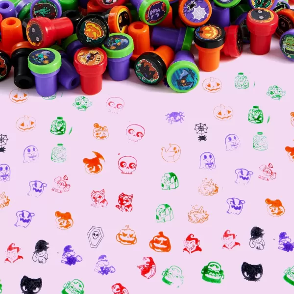 imageJOYIN 100 PCS Halloween Stamps for Kids Gift 25 Designs Assorted SelfInk Stamps Trick or Treat Party Favors Supplies Stampers Goodie Bag Stuffers School Carnival Game Prizes