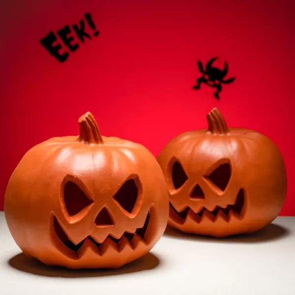 imageJOYIN 2 Pcs Light Up Plastic Pumpkins Halloween Decorations Jack O Lantern Decor JackoLantern Trick Or Treat Table Top Party Supplies Favors Yard Lawn Garden Outdoor Pumpkins for Porch