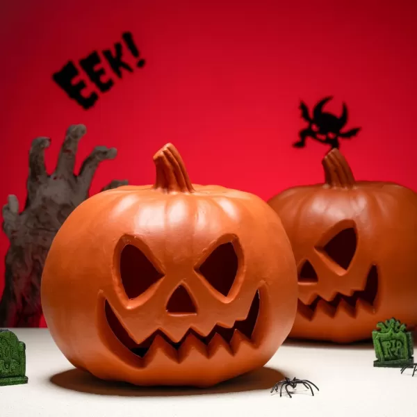 imageJOYIN 2 Pcs Light Up Plastic Pumpkins Halloween Decorations Jack O Lantern Decor JackoLantern Trick Or Treat Table Top Party Supplies Favors Yard Lawn Garden Outdoor Pumpkins for Porch