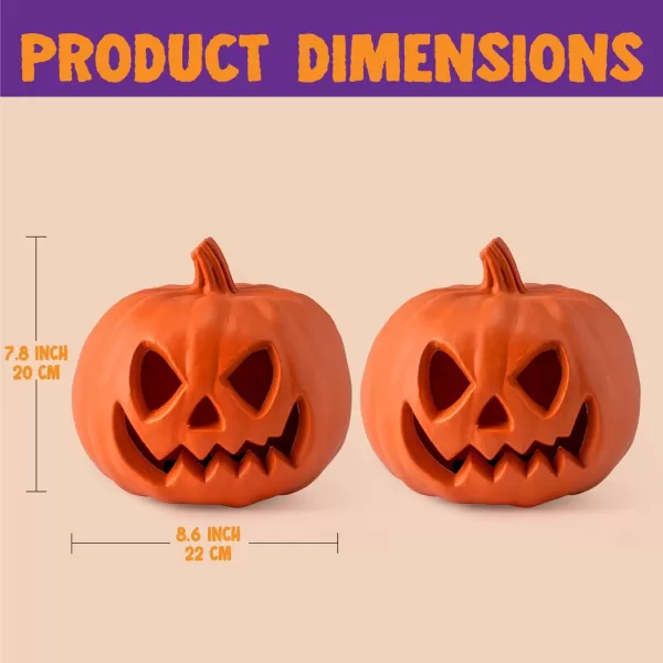 imageJOYIN 2 Pcs Light Up Plastic Pumpkins Halloween Decorations Jack O Lantern Decor JackoLantern Trick Or Treat Table Top Party Supplies Favors Yard Lawn Garden Outdoor Pumpkins for Porch