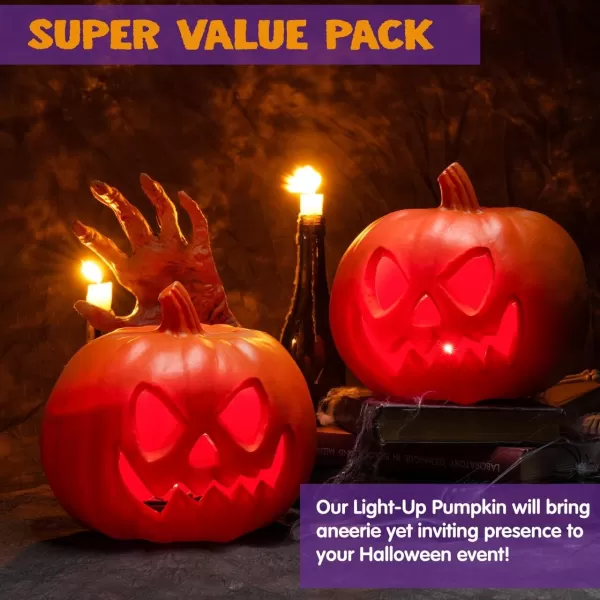 imageJOYIN 2 Pcs Light Up Plastic Pumpkins Halloween Decorations Jack O Lantern Decor JackoLantern Trick Or Treat Table Top Party Supplies Favors Yard Lawn Garden Outdoor Pumpkins for Porch