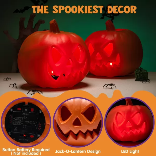 imageJOYIN 2 Pcs Light Up Plastic Pumpkins Halloween Decorations Jack O Lantern Decor JackoLantern Trick Or Treat Table Top Party Supplies Favors Yard Lawn Garden Outdoor Pumpkins for Porch