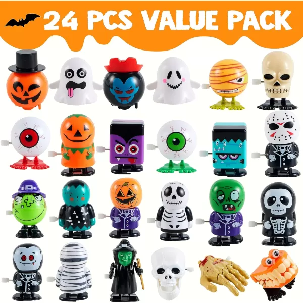 imageJOYIN 24 PCS Halloween Wind Up Toys for Kids Gifts Wind Up Toys for Halloween Party Favors Decorations Goodie Bag Fillers Student School Classroom Favors Carnival Game PrizesWindUp Toys