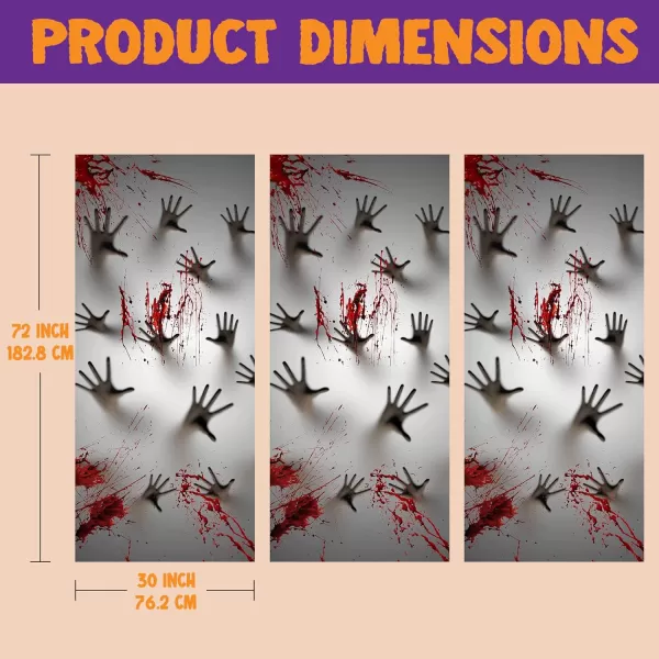 imageJOYIN 3 Pcs 30x72 Door Cover Covers Halloween Decorations Indoor Door Home Decor Haunted House Halloween Stickers Party Supplies Favors Garage Door Window Wall Cover Scary SkeletonZombie Hands