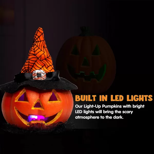 imageJOYIN 5 Pcs Light Up Pumpkin Decor Jack O Lantern Plastic Pumpkins Halloween Decorations Outdoor Indoor Decor JackoLantern Large Trick Or Treat Table Top Party Supplies Favors