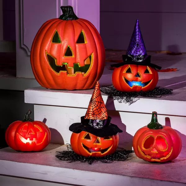 imageJOYIN 5 Pcs Light Up Pumpkin Decor Jack O Lantern Plastic Pumpkins Halloween Decorations Outdoor Indoor Decor JackoLantern Large Trick Or Treat Table Top Party Supplies Favors