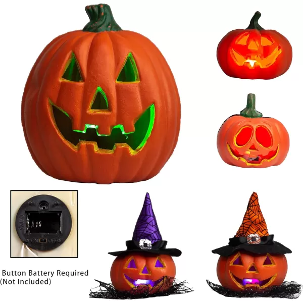 imageJOYIN 5 Pcs Light Up Pumpkin Decor Jack O Lantern Plastic Pumpkins Halloween Decorations Outdoor Indoor Decor JackoLantern Large Trick Or Treat Table Top Party Supplies Favors