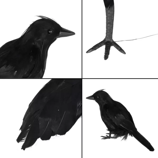imageJOYIN 6 Pcs Crow Raven Halloween Decoration Indoor Outdoor Decor Black Fake Crows Ravens Bird Props Haunted House Graveyard Cemetery Yard Table Decor Halloween Party Favors Desk Trees Walls Windows