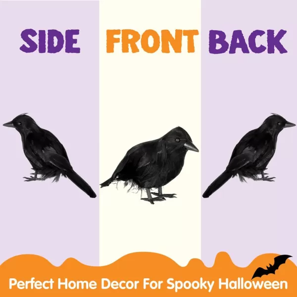 imageJOYIN 6 Pcs Crow Raven Halloween Decoration Indoor Outdoor Decor Black Fake Crows Ravens Bird Props Haunted House Graveyard Cemetery Yard Table Decor Halloween Party Favors Desk Trees Walls Windows