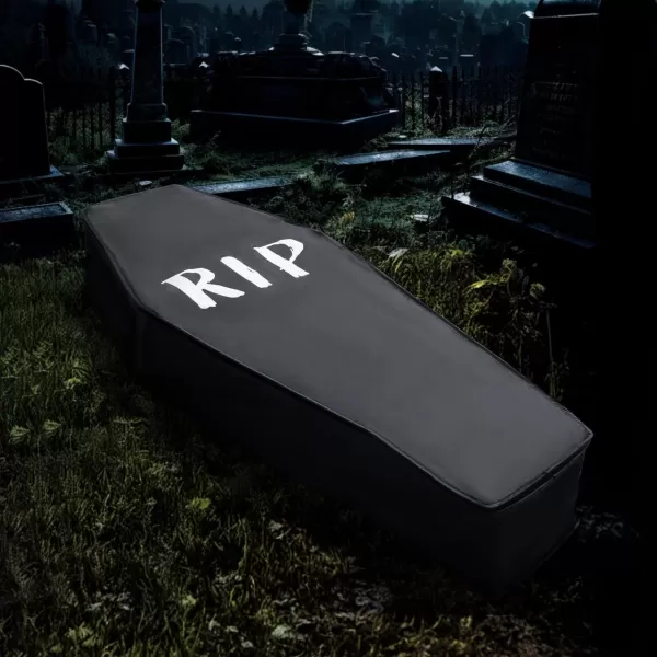 imageJOYIN 63 Pop Up Coffin Decor Halloween Decorations Outdoor Indoor Life Size Casket with Lid Collapsible Fake Coffin Scary Haunted House Graveyard Lawn Garden Cemetery Decor Party Supplies Prop