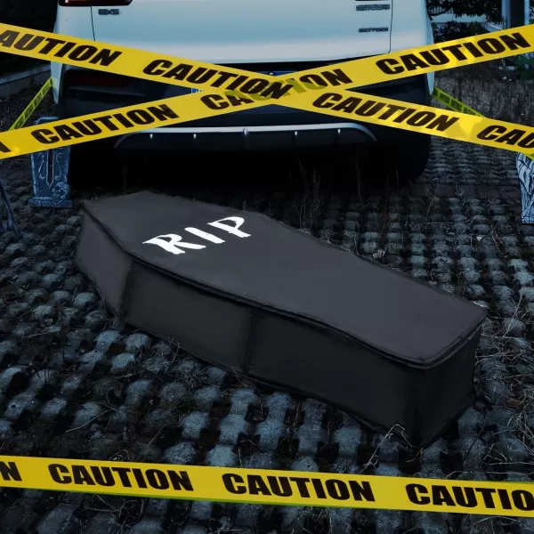 imageJOYIN 63 Pop Up Coffin Decor Halloween Decorations Outdoor Indoor Life Size Casket with Lid Collapsible Fake Coffin Scary Haunted House Graveyard Lawn Garden Cemetery Decor Party Supplies Prop