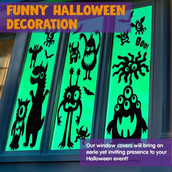 imageJOYIN 7 Pcs Halloween Monster Window Clings Stickers Silhouette Halloween Decorations Indoor Decor Funny Cute Monster Wall Window Decals Party Favors Supplies Novelty Haunted House