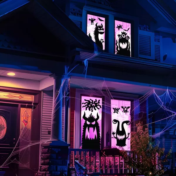 imageJOYIN 7 Pcs Halloween Monster Window Clings Stickers Silhouette Halloween Decorations Indoor Decor Funny Cute Monster Wall Window Decals Party Favors Supplies Novelty Haunted House
