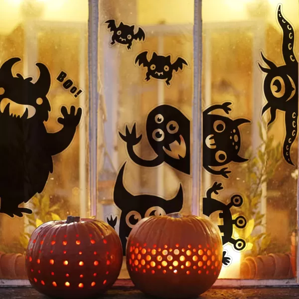 imageJOYIN Halloween Decorations Window Clings  Hallowmas Monster Window Covers Novelty Cute Wiggly Monster Window Decal Stickers for Halloween Party Decoration Party Supplies Decor Window Decoration