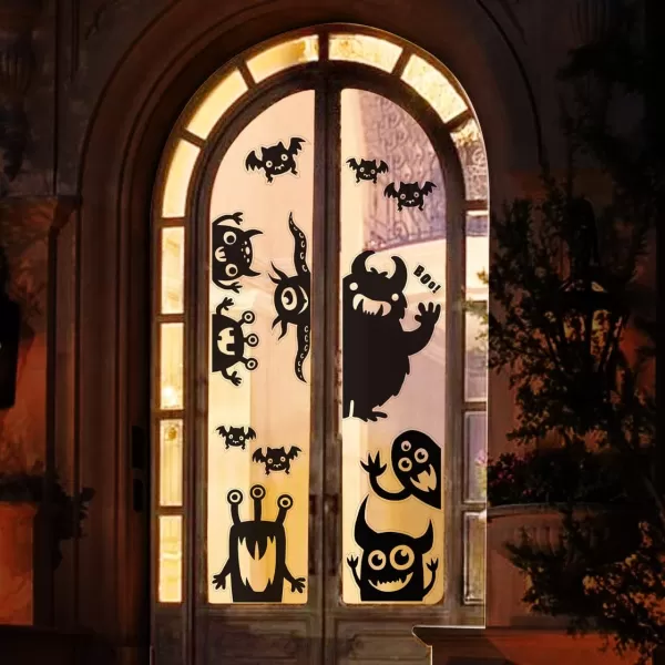 imageJOYIN Halloween Decorations Window Clings  Hallowmas Monster Window Covers Novelty Cute Wiggly Monster Window Decal Stickers for Halloween Party Decoration Party Supplies Decor Window Decoration